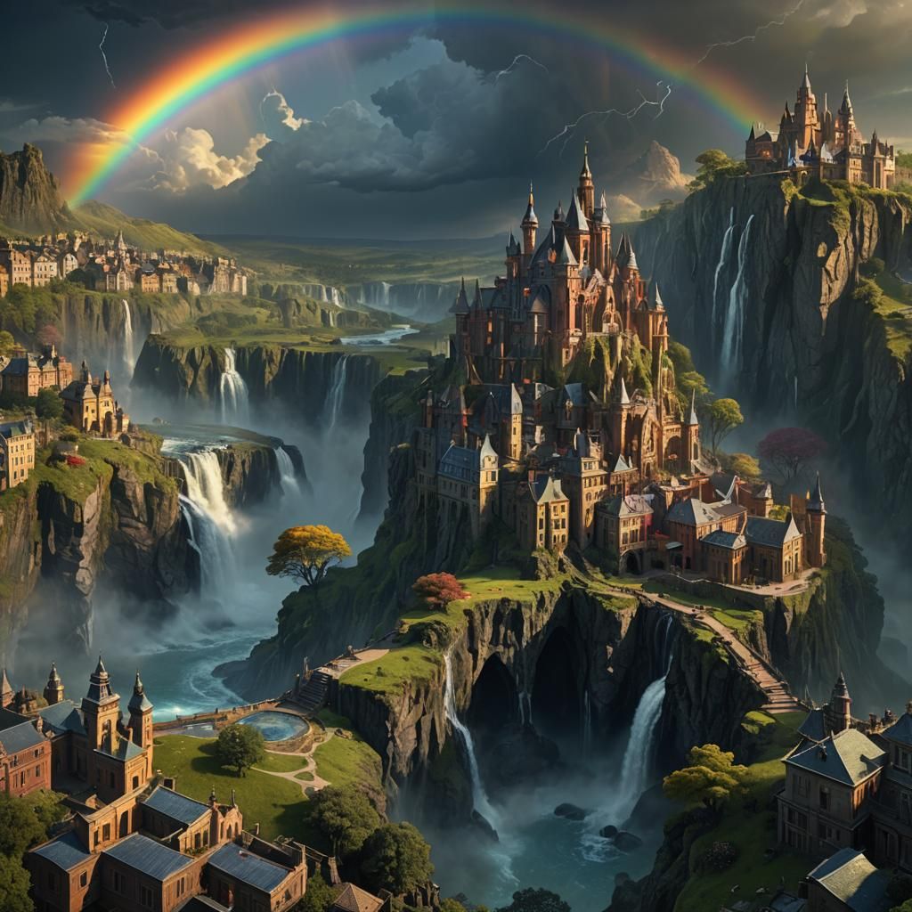 Rainbow's Ephemeral Beauty in Digital Matte Painting