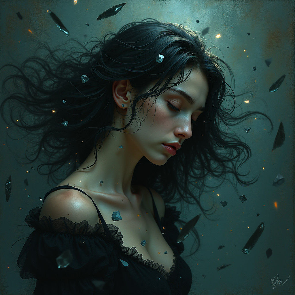 Woman in Dark Vortex Seeking Hope