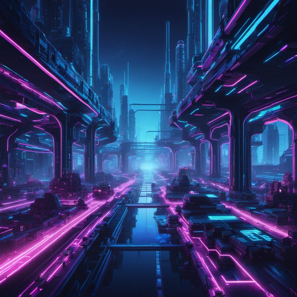 Bioluminescent Metabolism Architecture in Neon Style