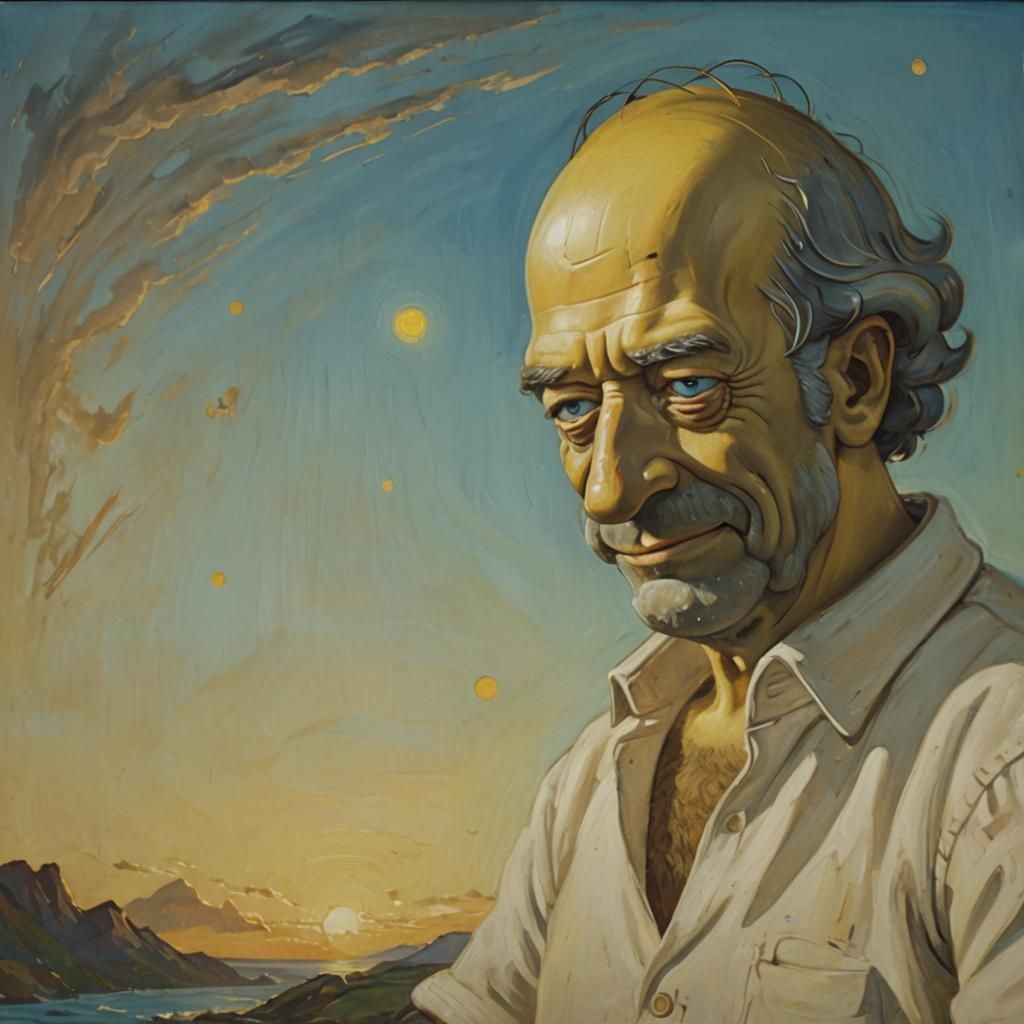 Homer Simpson Smiling: A Surreal Oil Painting