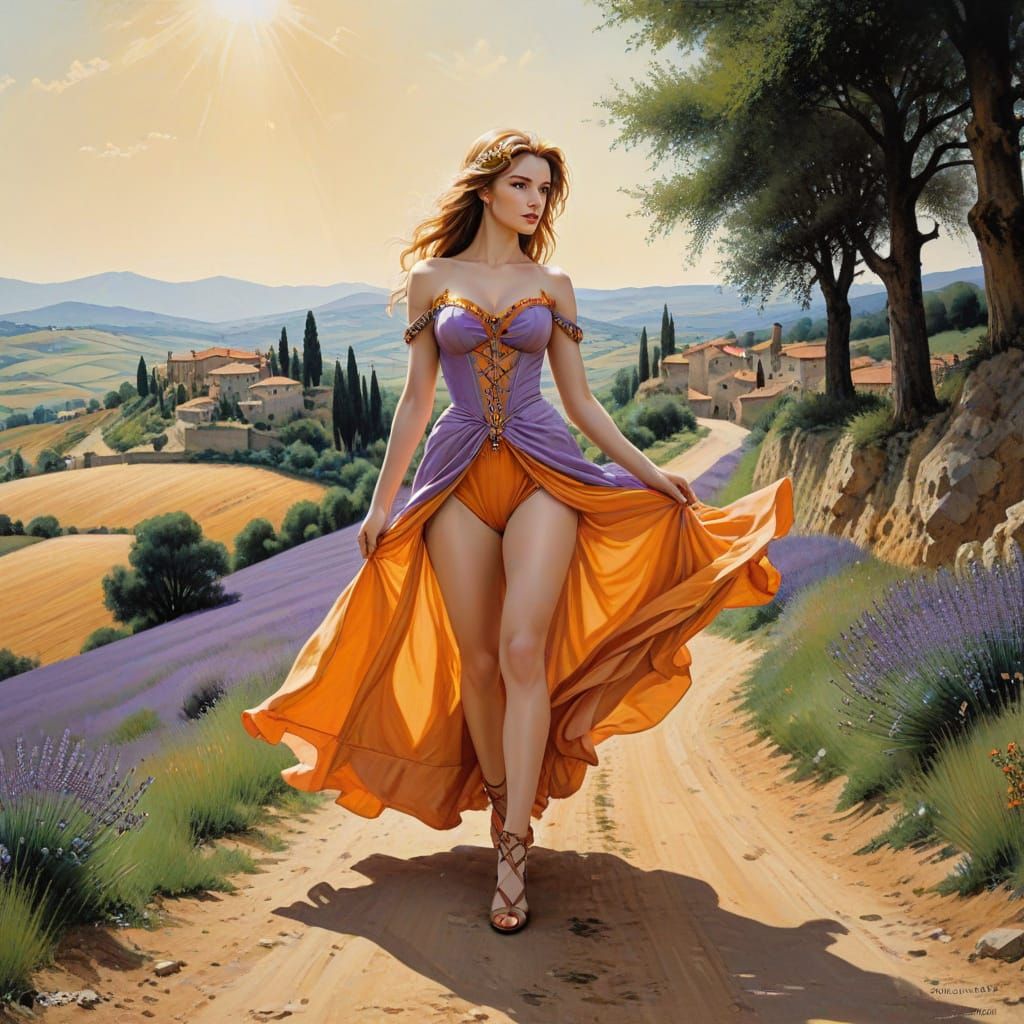 A Lavender-Hued Renaissance Princess in Tuscan Countryside