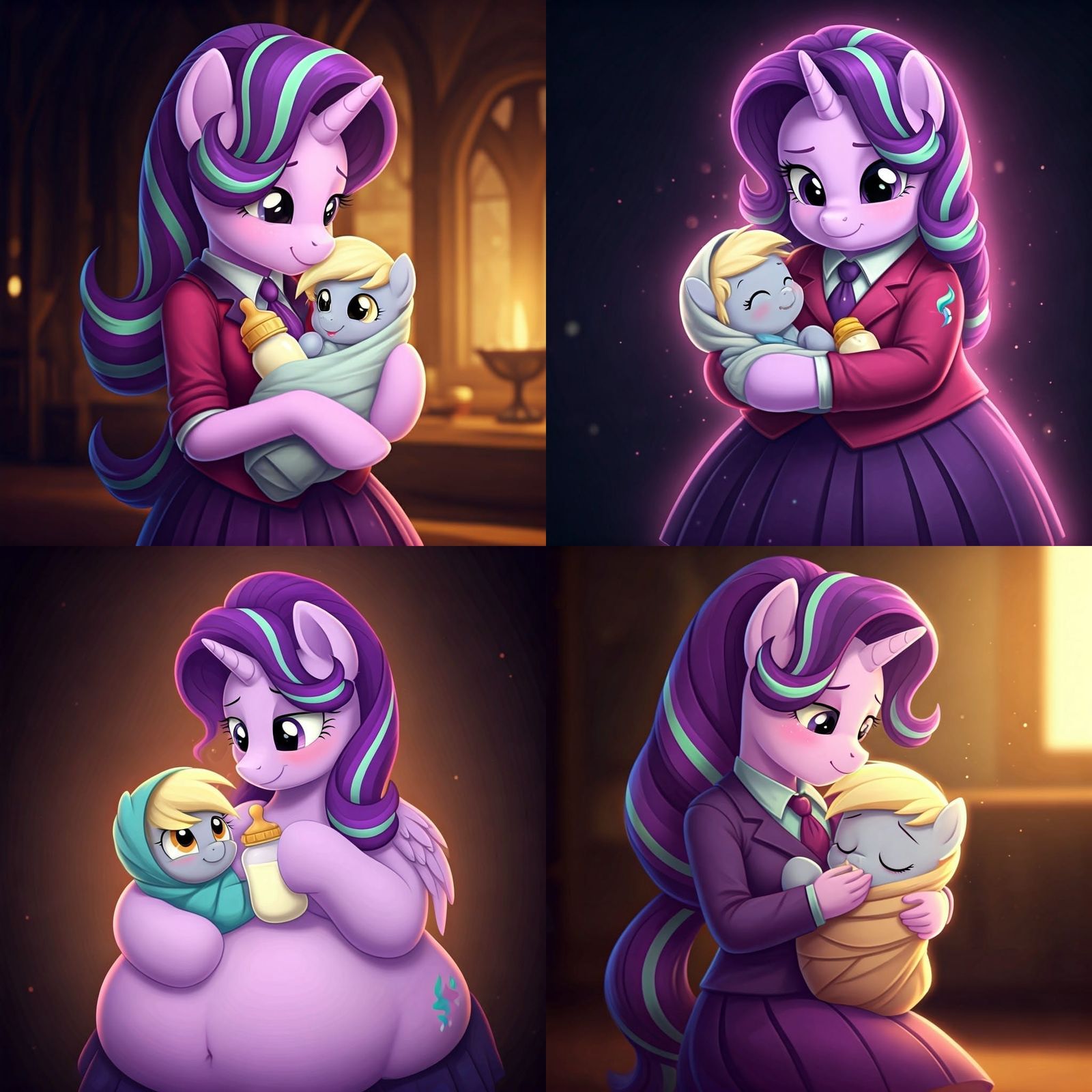 Chubby Starlight Glimmer Nurses Adorable Baby Derpy Hooves