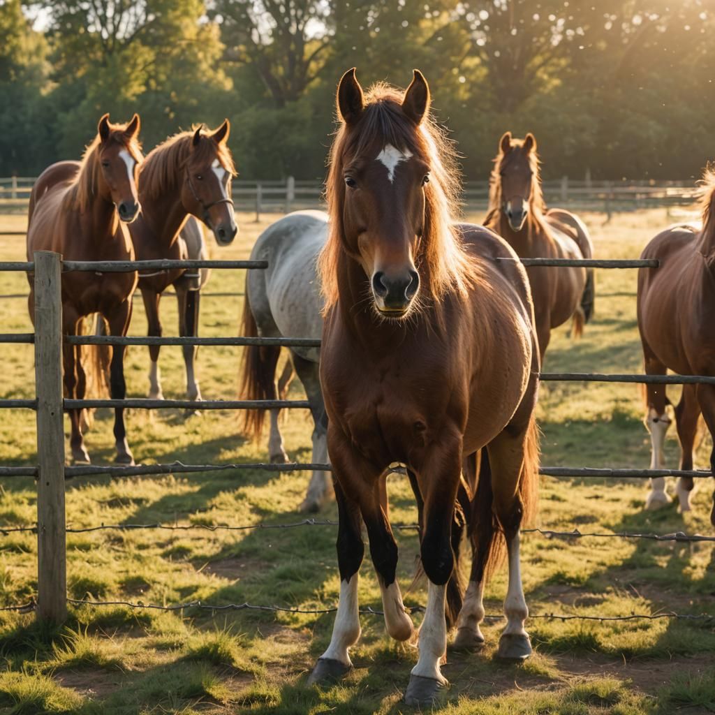Equine Portrait in Meadow at Golden Hour