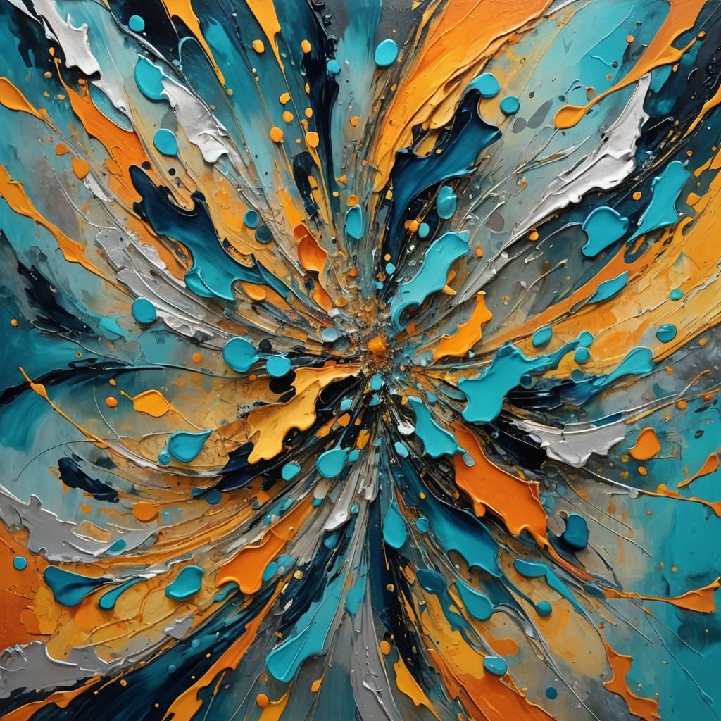 Dynamic Abstract Expressionism in Blue and Orange