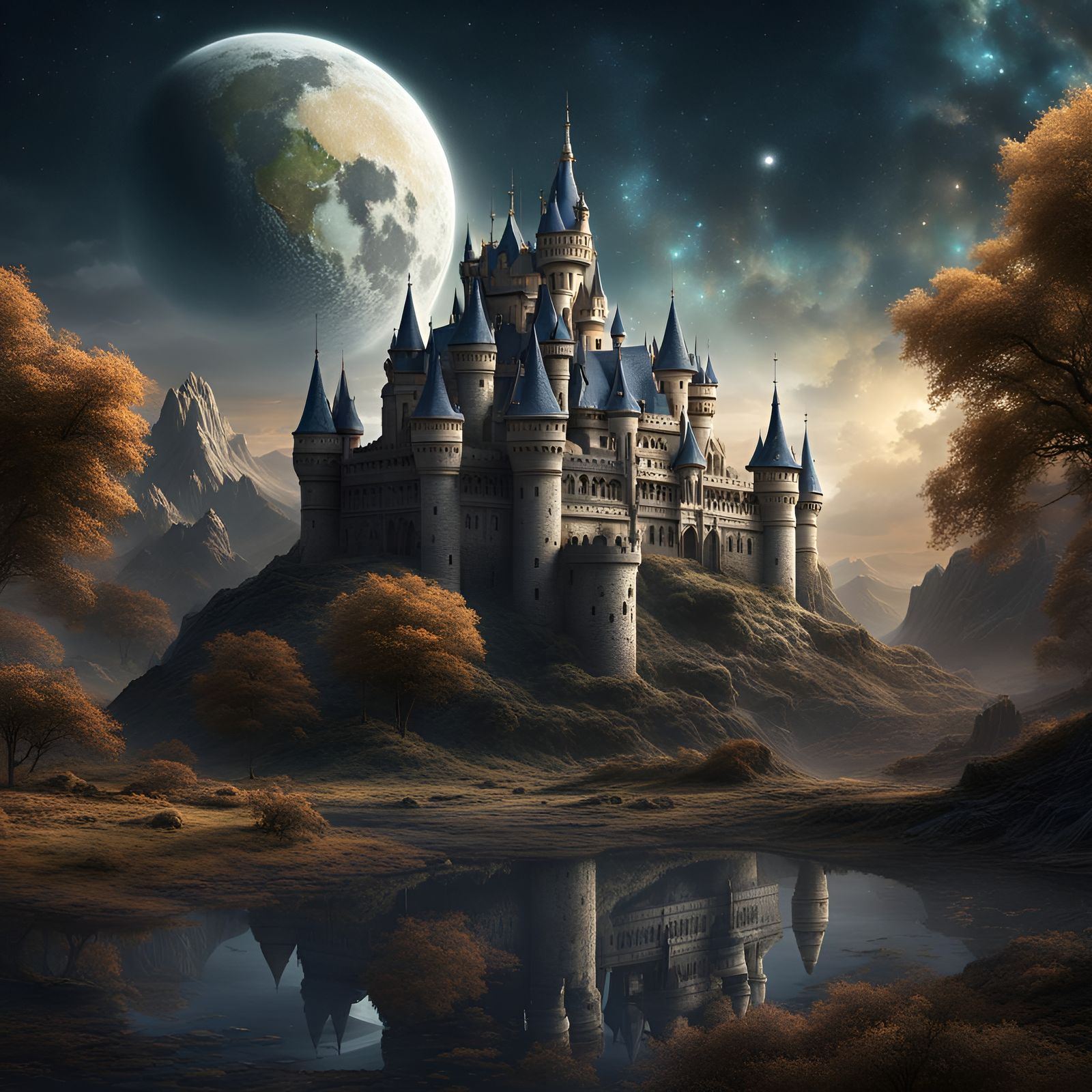 Epic Lunar Castle: Digital Matte Painting