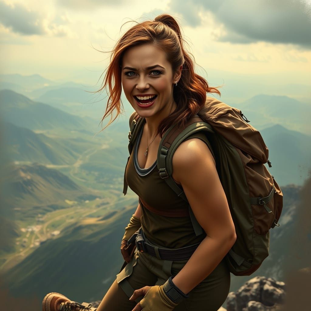 Ethereal Hiker Discovers Panoramic Mountain Vista