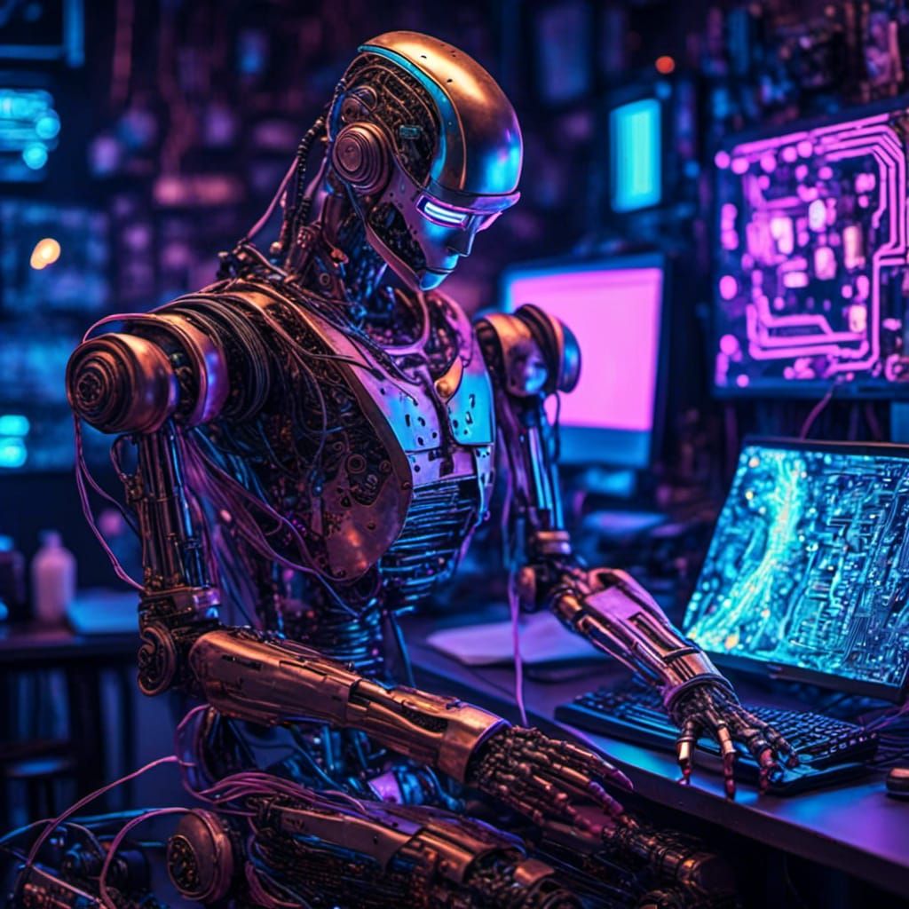 The NightCafe robot reading your prompts.