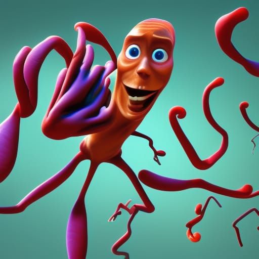 Dead Human Leaf: Pixar-Style 3D Digital Art