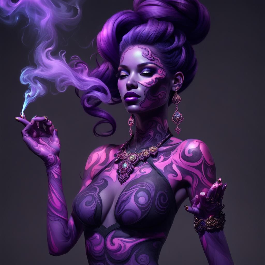 Smoky Genie with Purple and Pink Skin