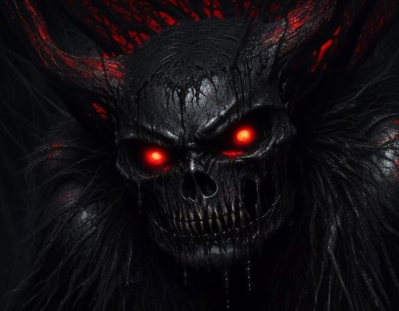 Nightmarish Demon Escapes Sin's Web in Oil Painting Style