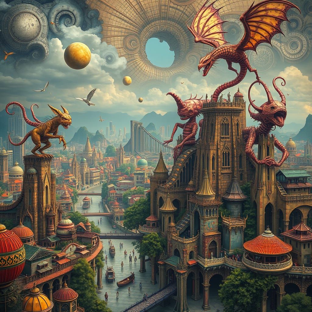 Da Nang Cityscape in Symbolist Style