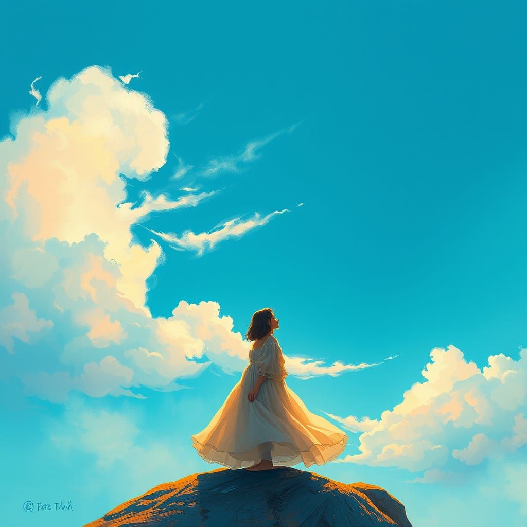 Ethereal Woman Lost in Infinite Reverie