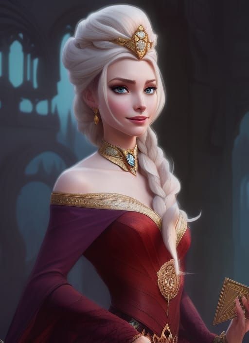 Elegant Elsa in D&D Fantasy, Digital Art