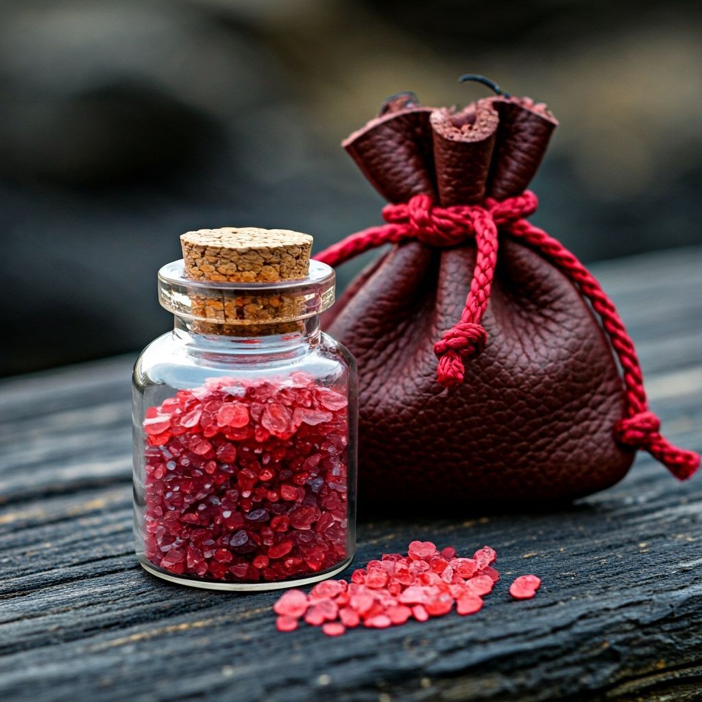 Crimson Crystalline Residue with Fiery Glow