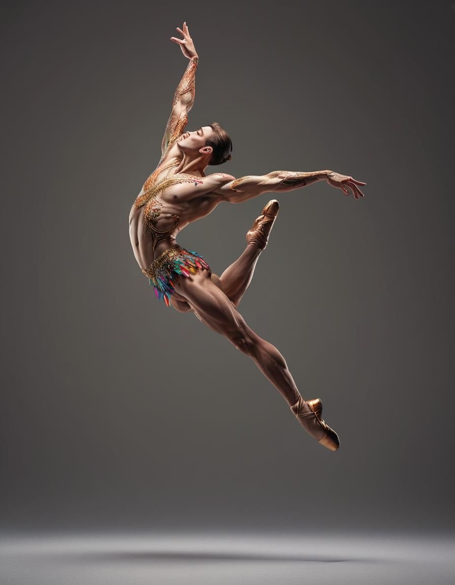 Masculine Ballet Dancer in Motion: Surreal Digital Art