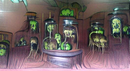 Day-Glo Curiosity Museum with Shrunken Heads