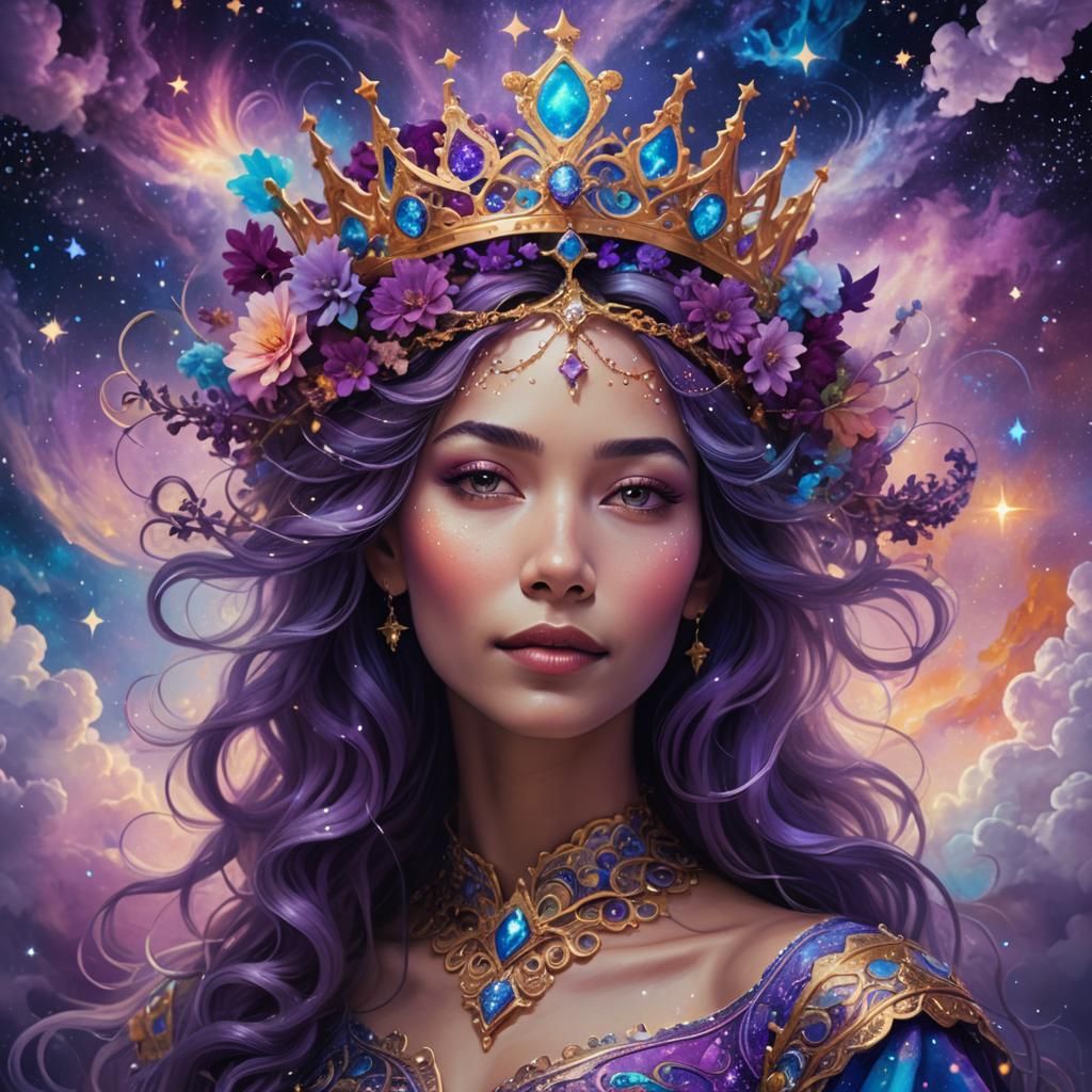 Surreal Cosmic Queen in Astral Projection Style