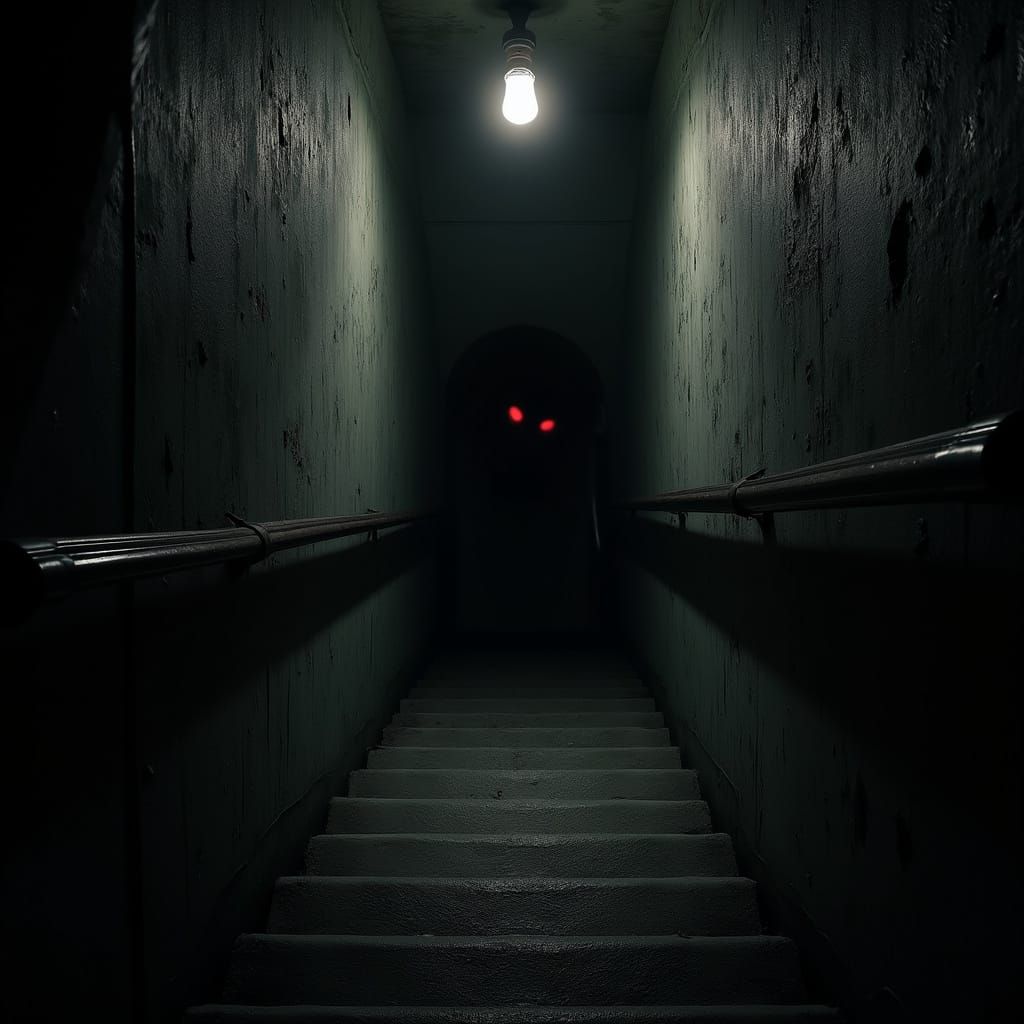 Descending into Darkness in a Haunting Cyberpunk Atmosphere