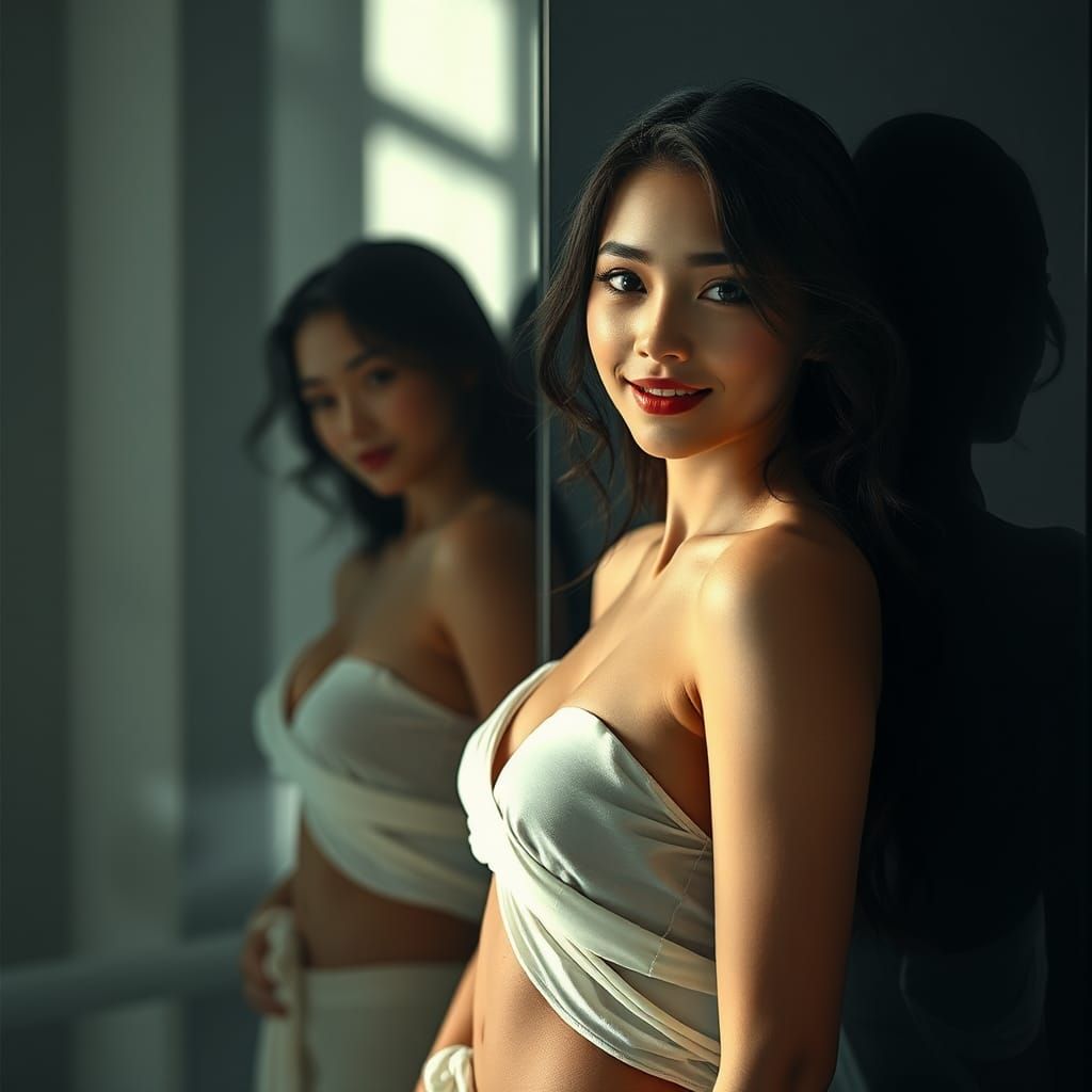 Elegant Woman in Dreamworld: Hyperrealistic Digital Art