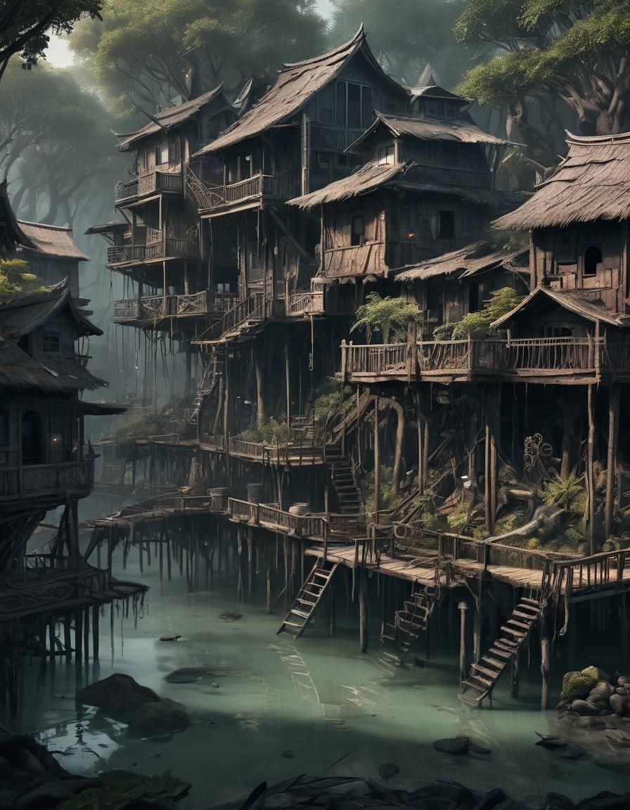 Cursed Tar Pit Slum City Concept Art