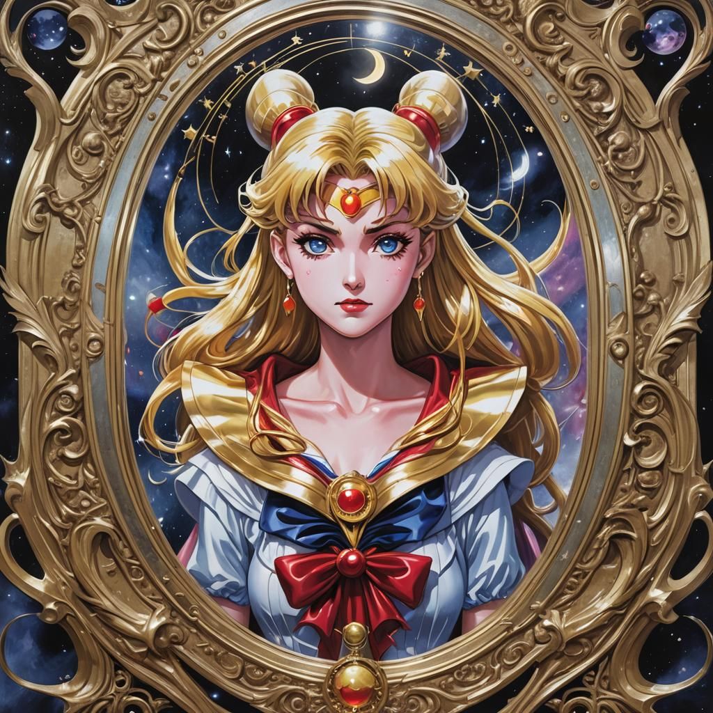 Sinister Sailor Moon Dream Mirror in Dark Fantasy Style