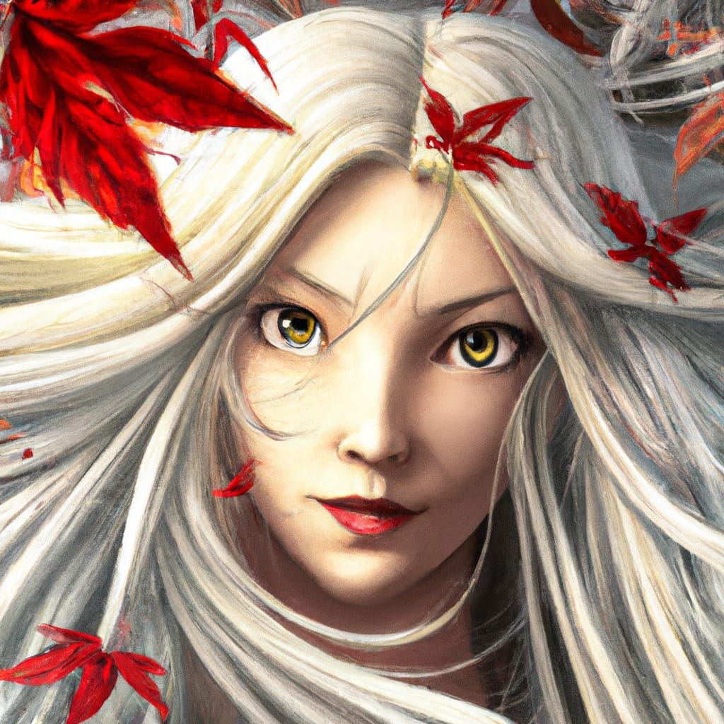 Albino Witch Portrait in Digital Illustration Style