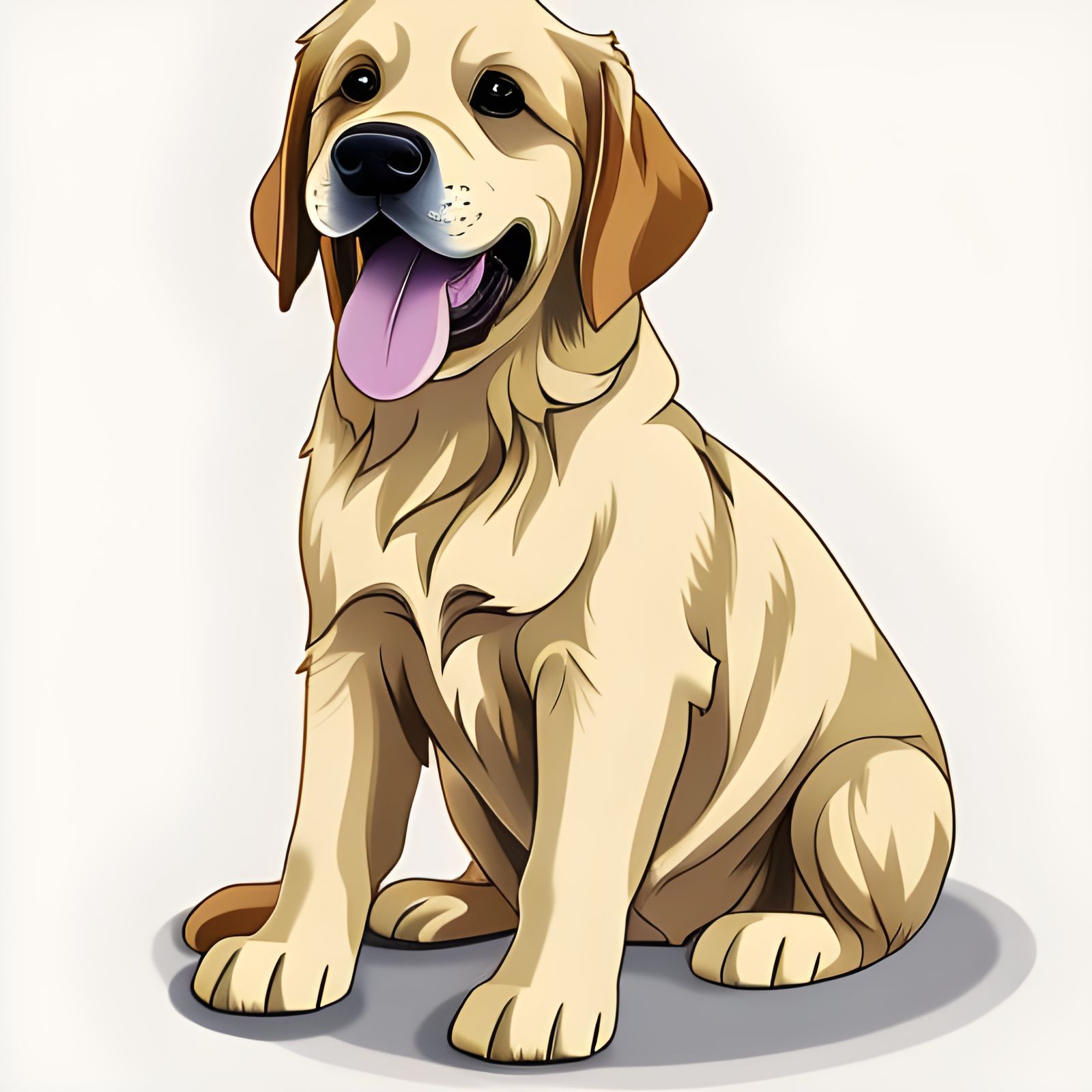 Adorable Golden Retriever Puppy in Kawaii Anime Style