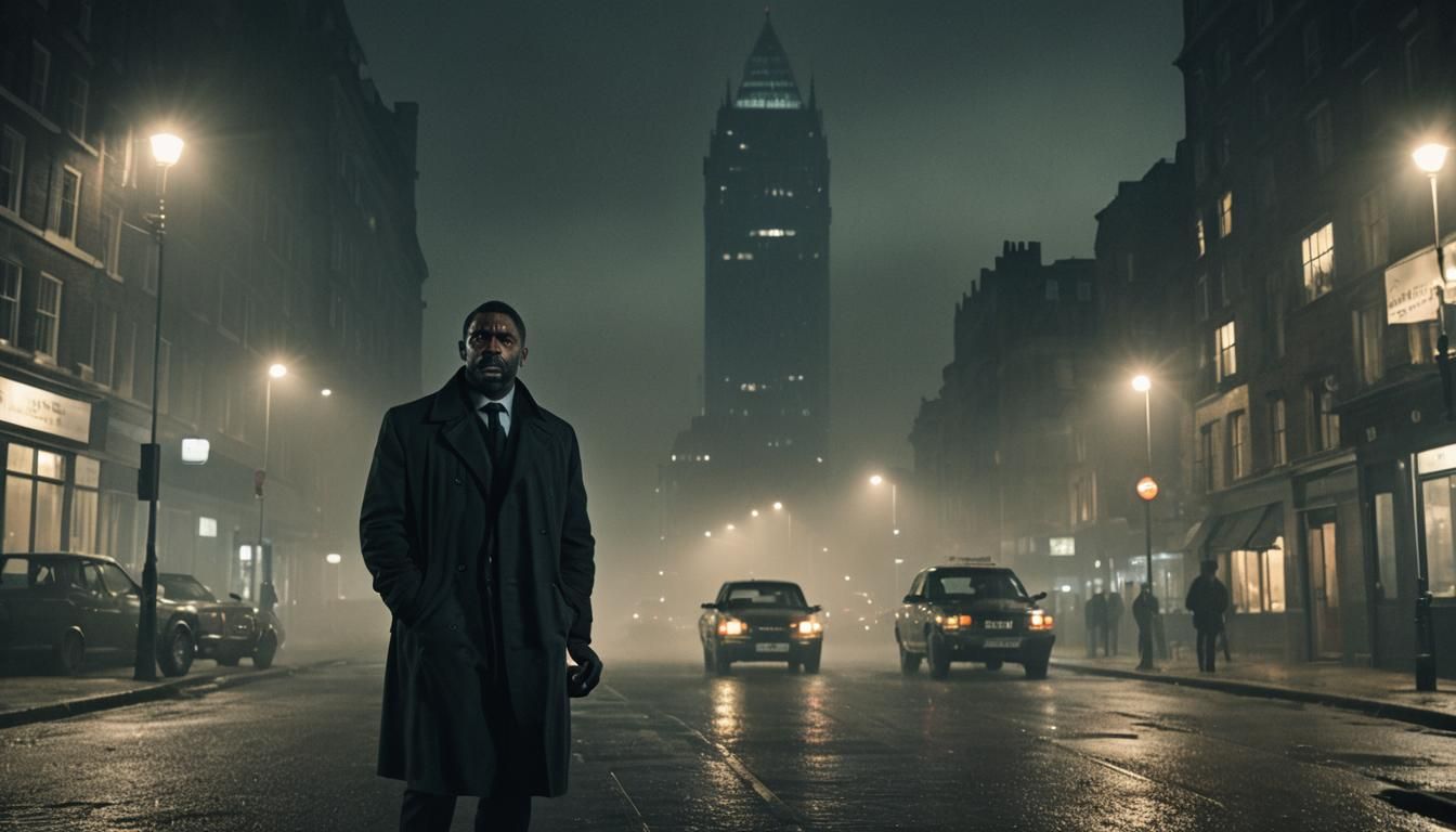 Idris Elba as Detective Luther in Misty London Street