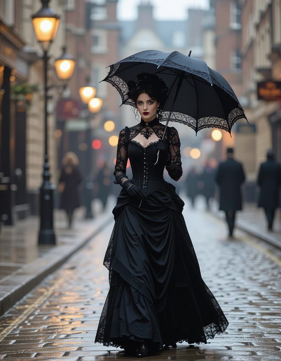 Victorian Vampire Lady in London, 1888, Cinematic Photograph...