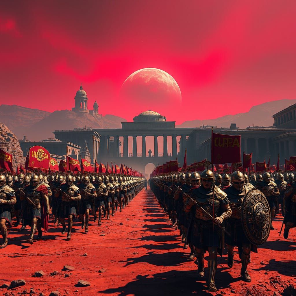 Roman Legionnaires March on Mars with Trisolaris Above