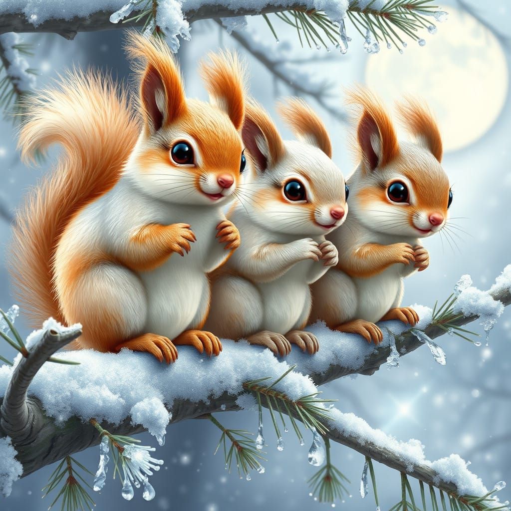 Whimsical Winter Wonderland with Squirrels