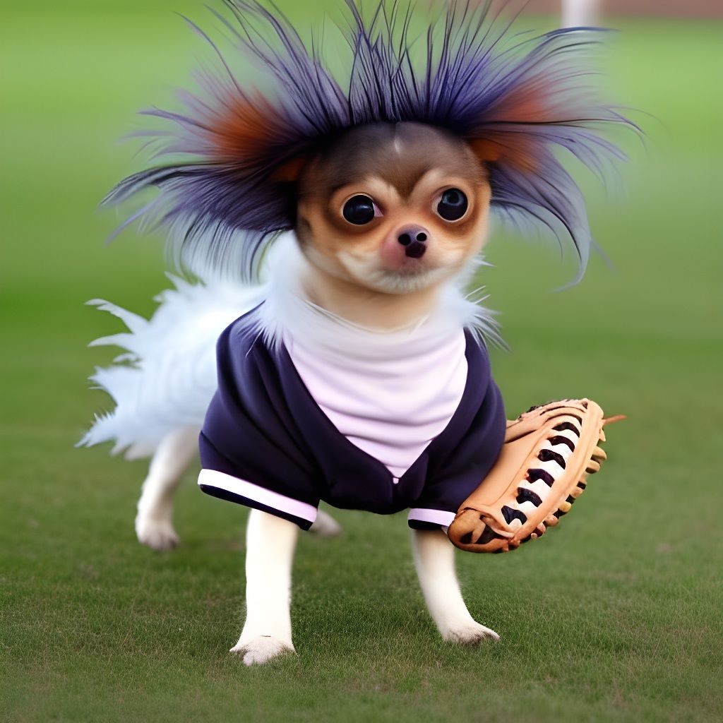 Victorian Chihuahua with Baseball Gloves