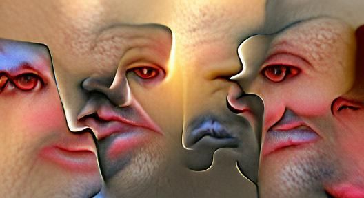 Futuristic Face-Off: Angelic vs Demonic Portrait