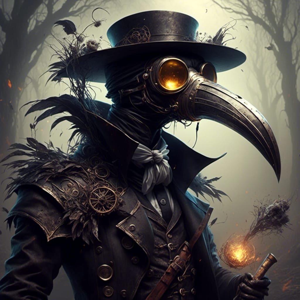 Plague Doctor in Digital Art Style