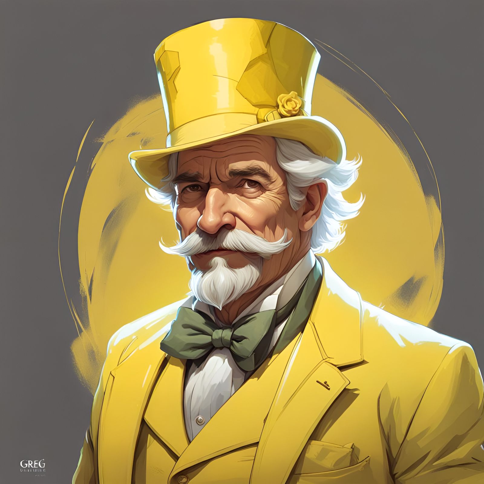 Happy Man in Yellow Suit: Detailed Digital Portrait