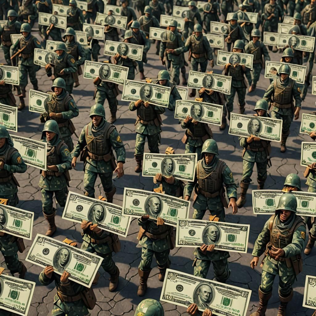 Marching Dollar Bills Army: Fantasy Concept Art