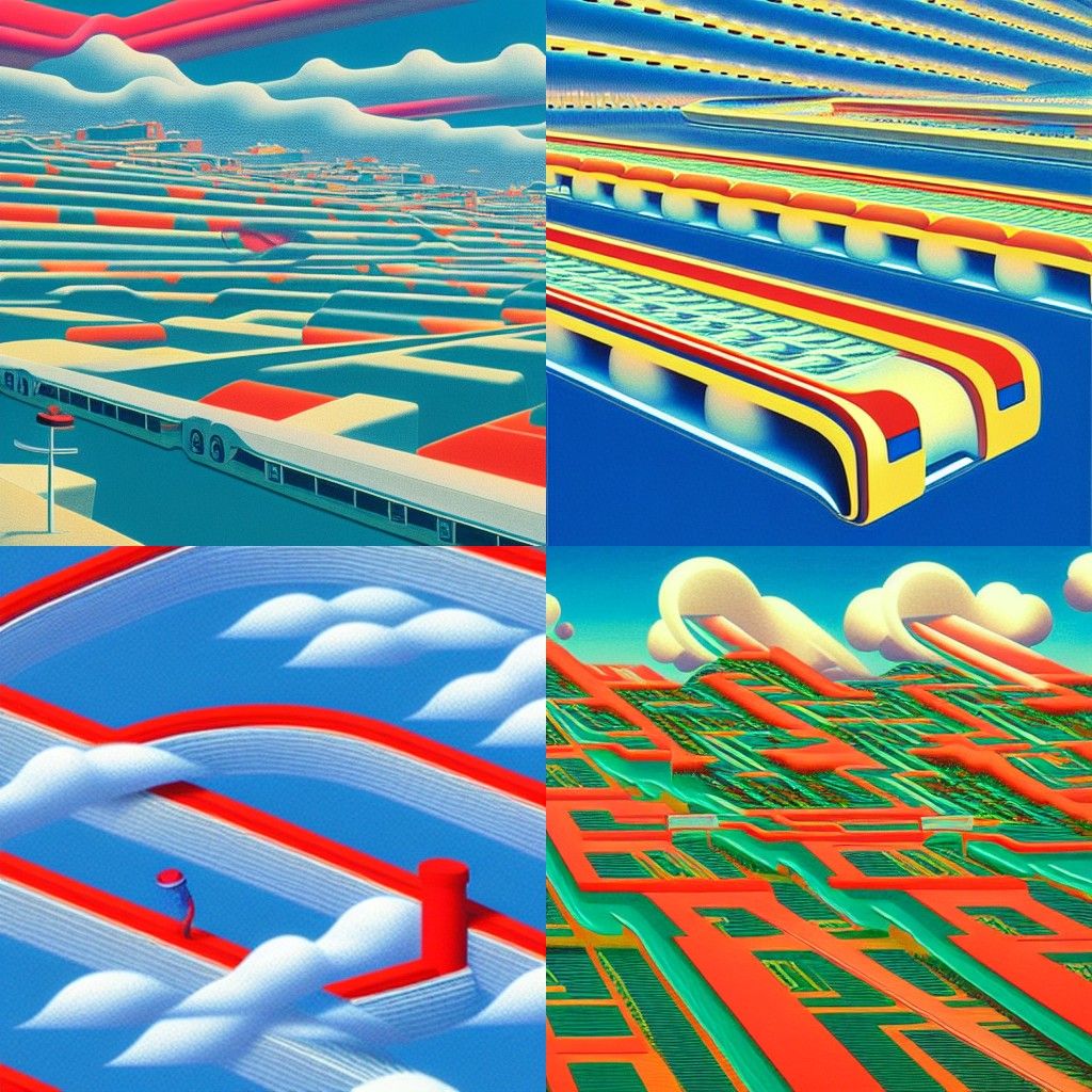 Retro-Futuristic Mountain Landscape in 80s Style