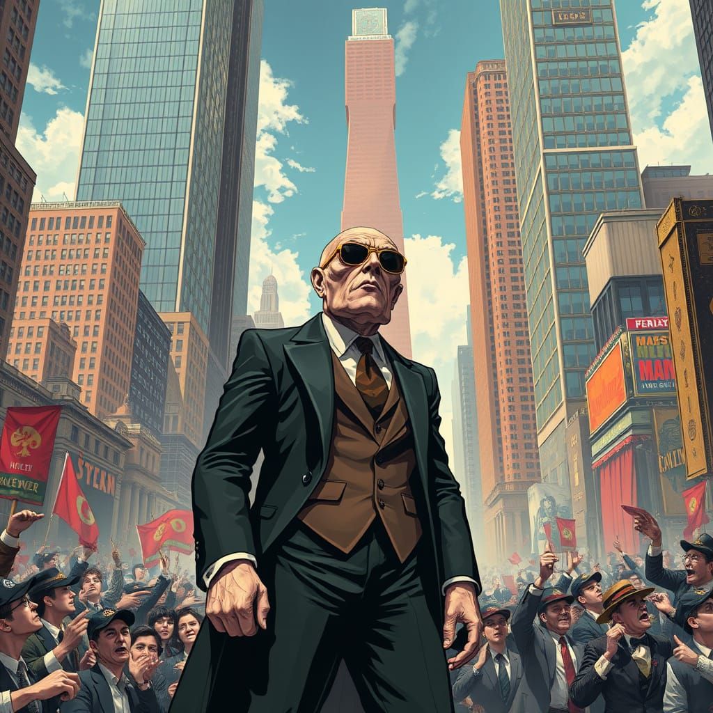 Mammonism: Dystopian Cityscape of Greed in Futuristic Style