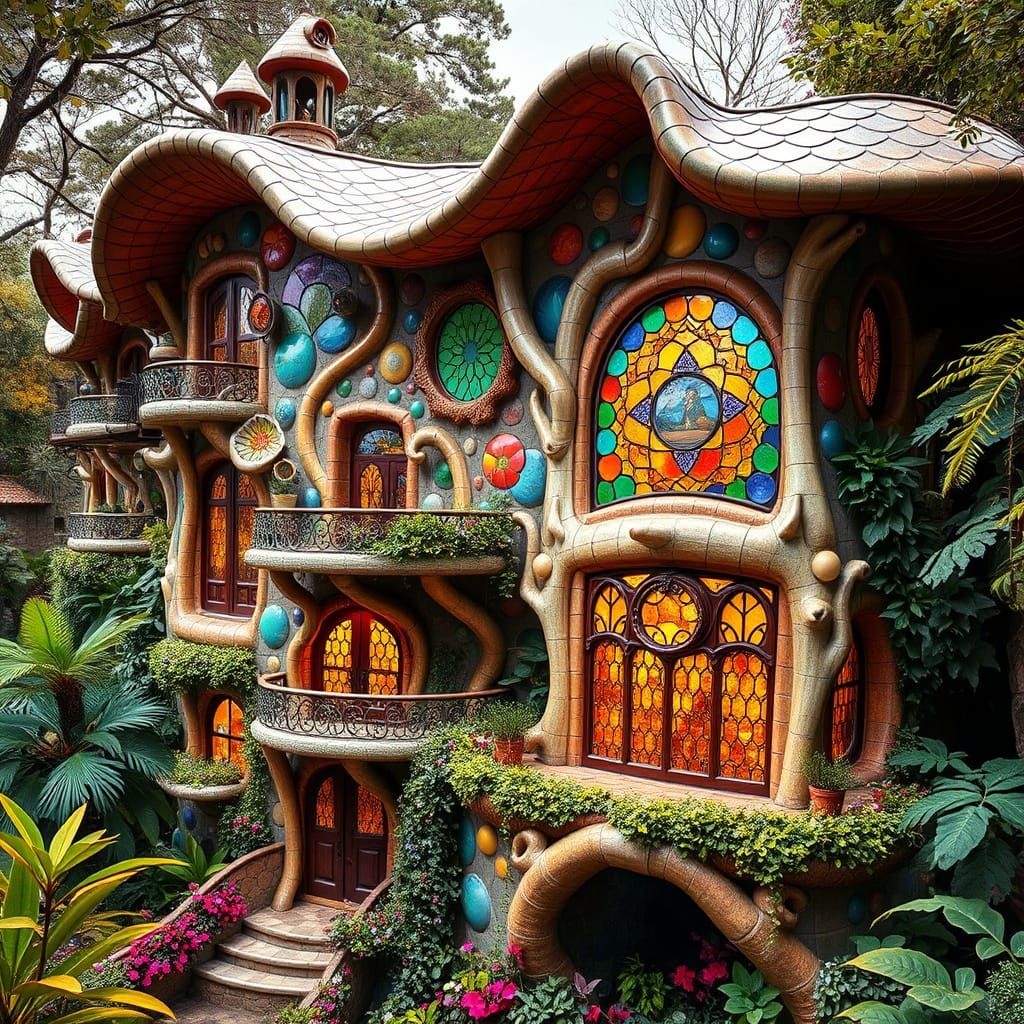 Whimsical Mythical Architecture Blends with Nature