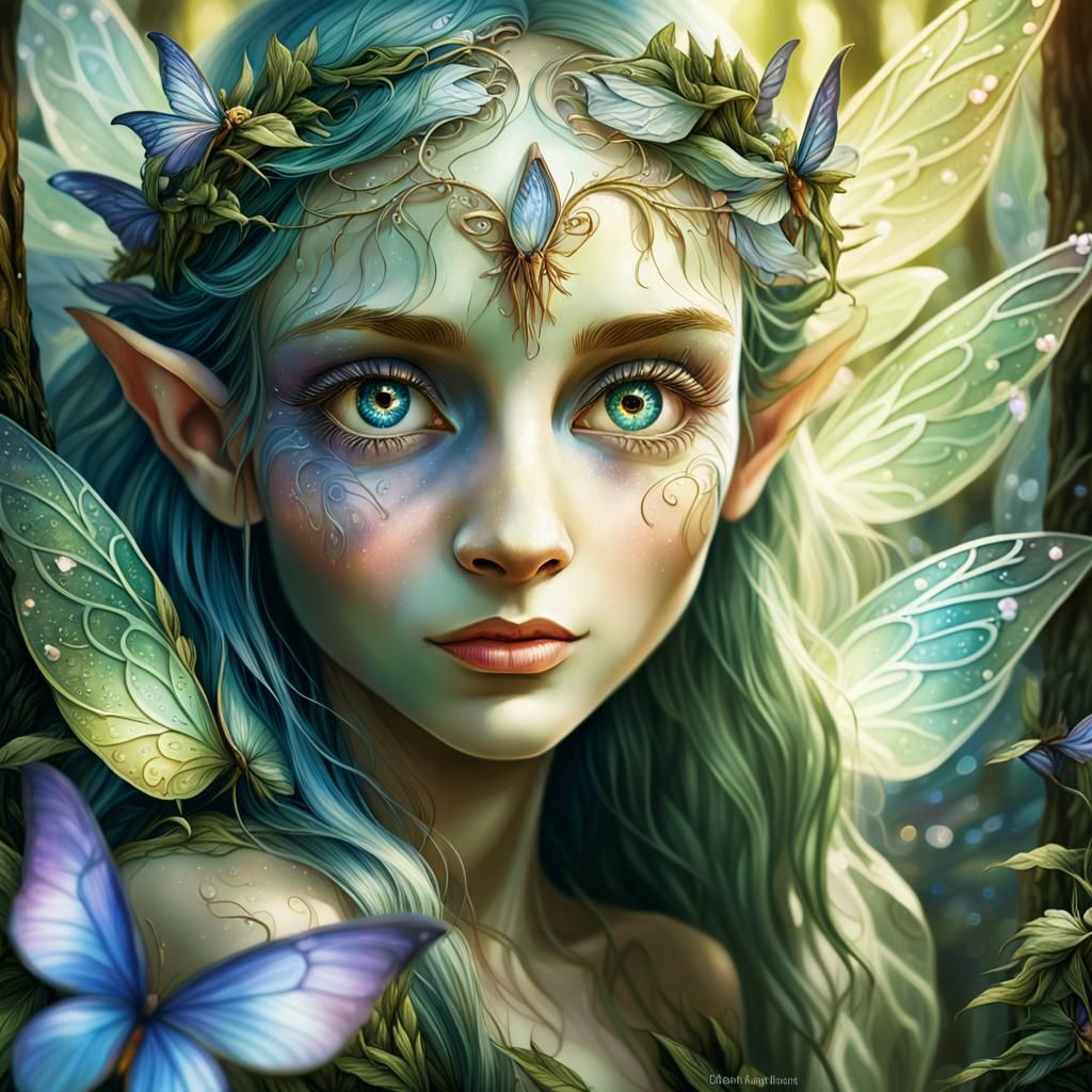 Elf Fairy in Human Eye: Fantasy Illustration