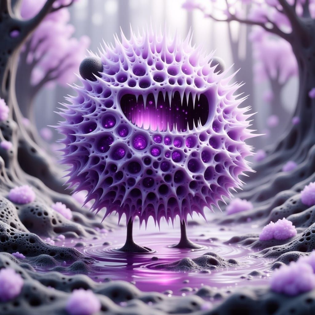 Delightful Purple Creature in Whimsical Candyland Scene
