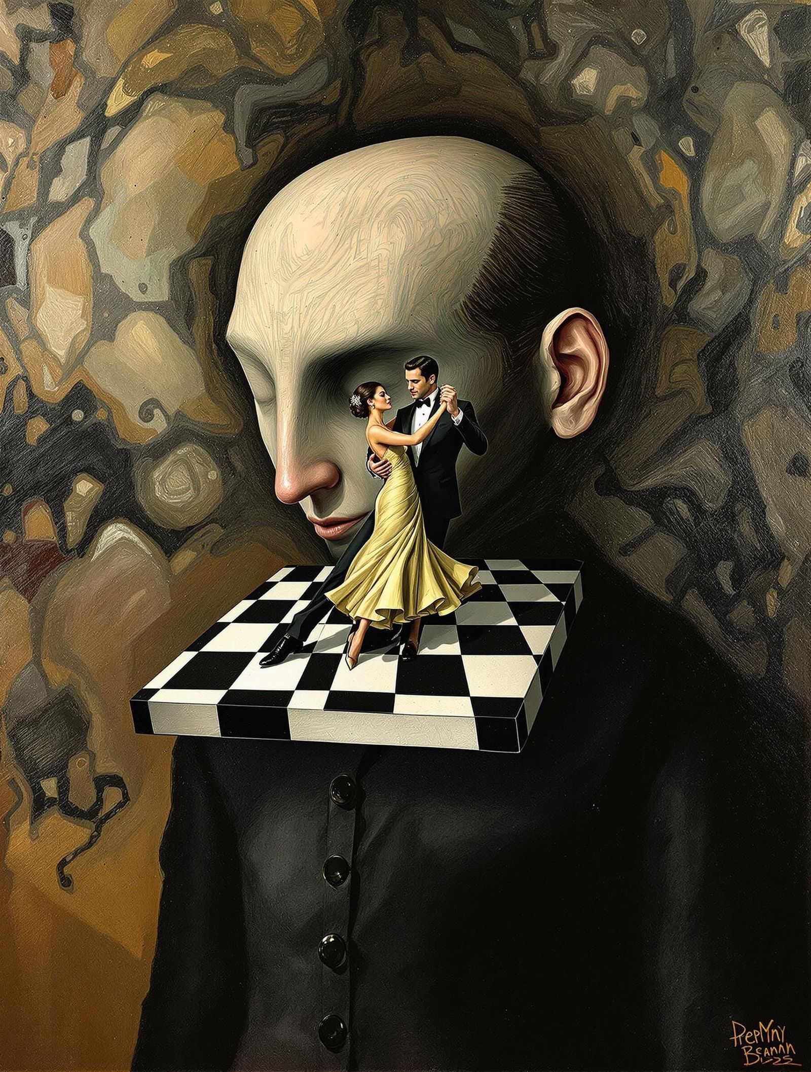 Surrealist Tango on a Flat Forehead