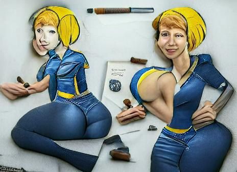 Realistic Vault Girl Pin-Up Illustration