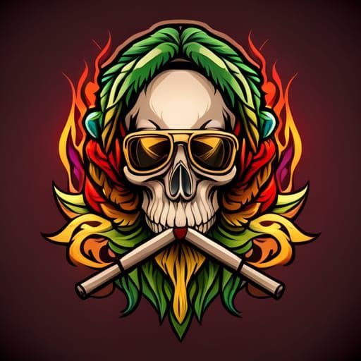 Rasta Skull Football Logo in Pop Art Style