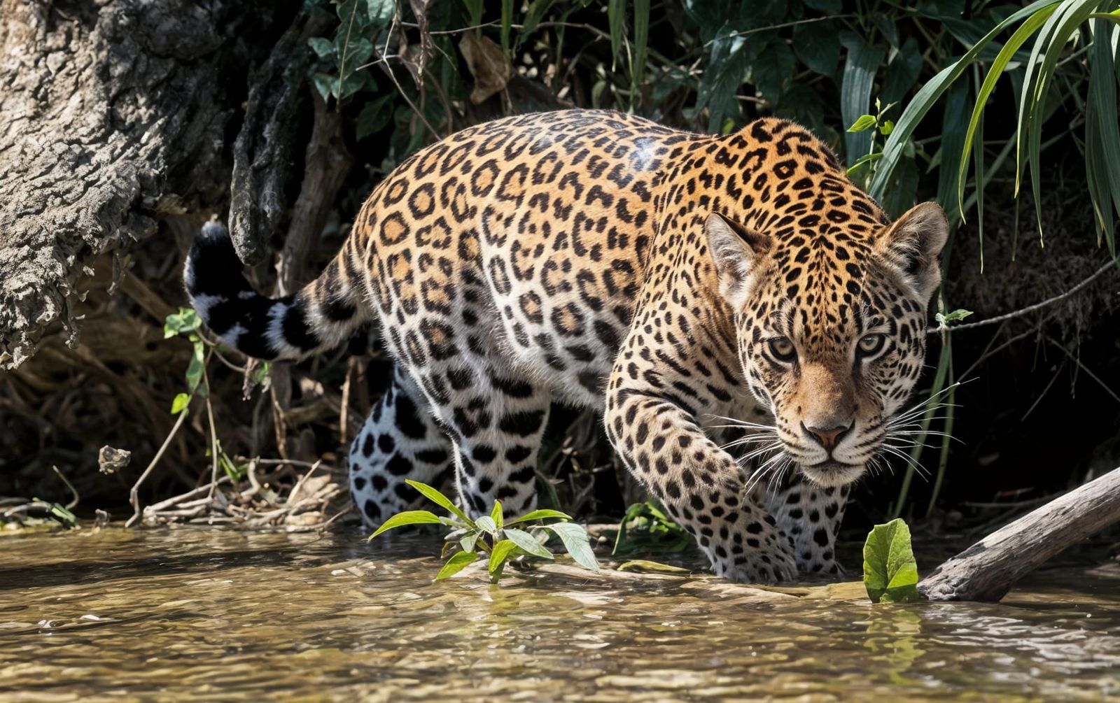 Prowling Jaguar in Dense Jungle