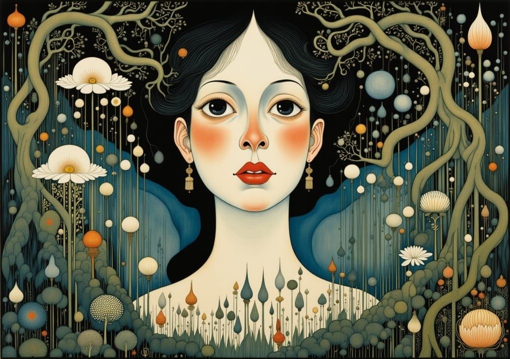 Mystical Portrait in Symbolic Realism Style