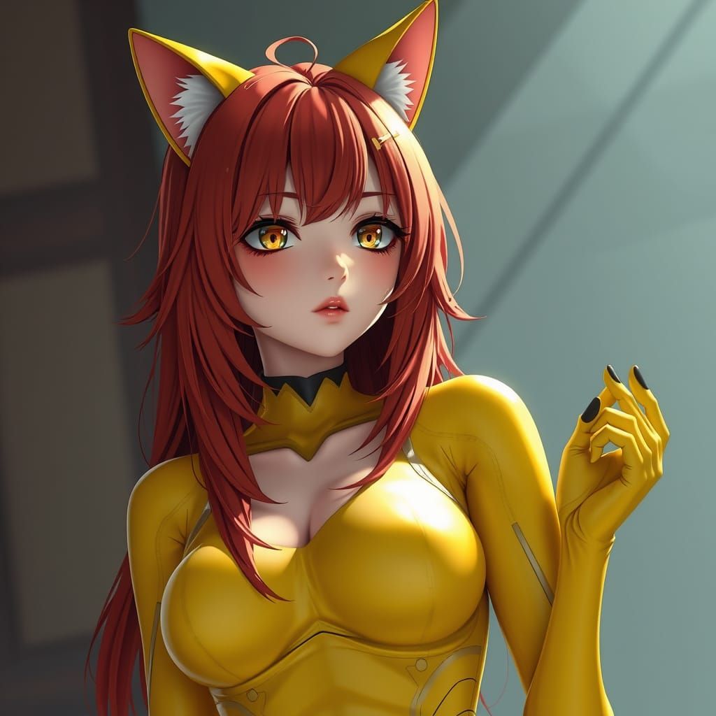 Enchanted Feline Warrior in Vibrant Anime Style