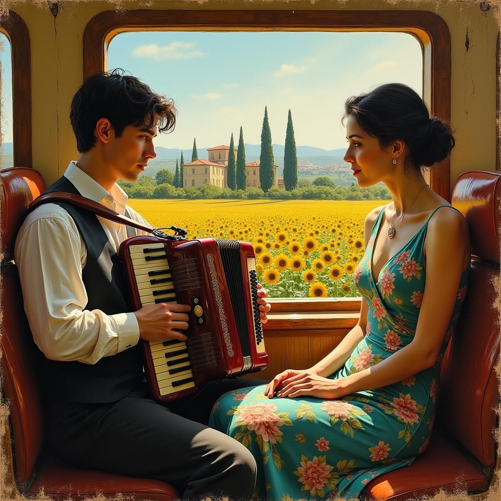 Train Musician in Southern France, Impressionist Style