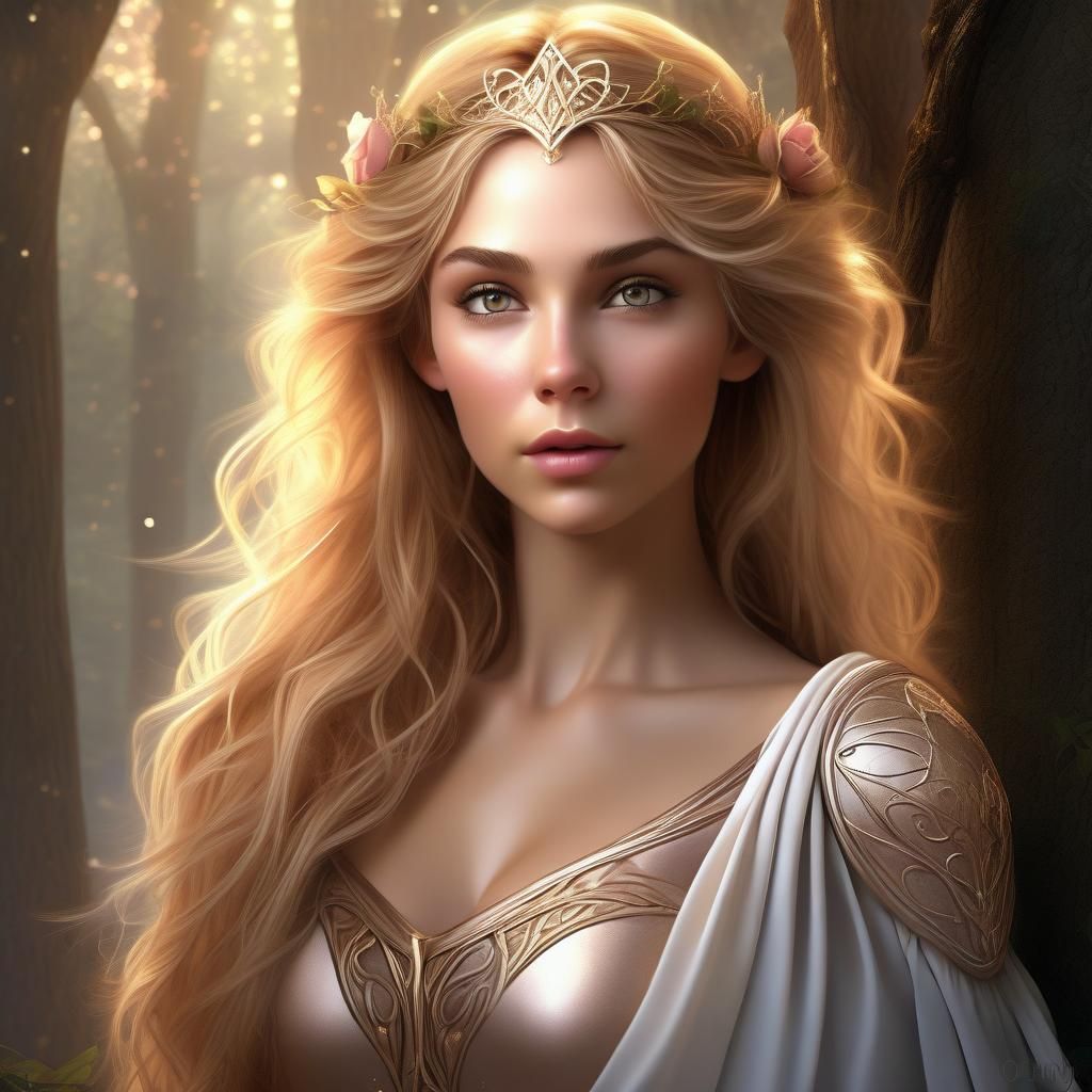 Elvish Princess Portrait in Fairy-Core Style