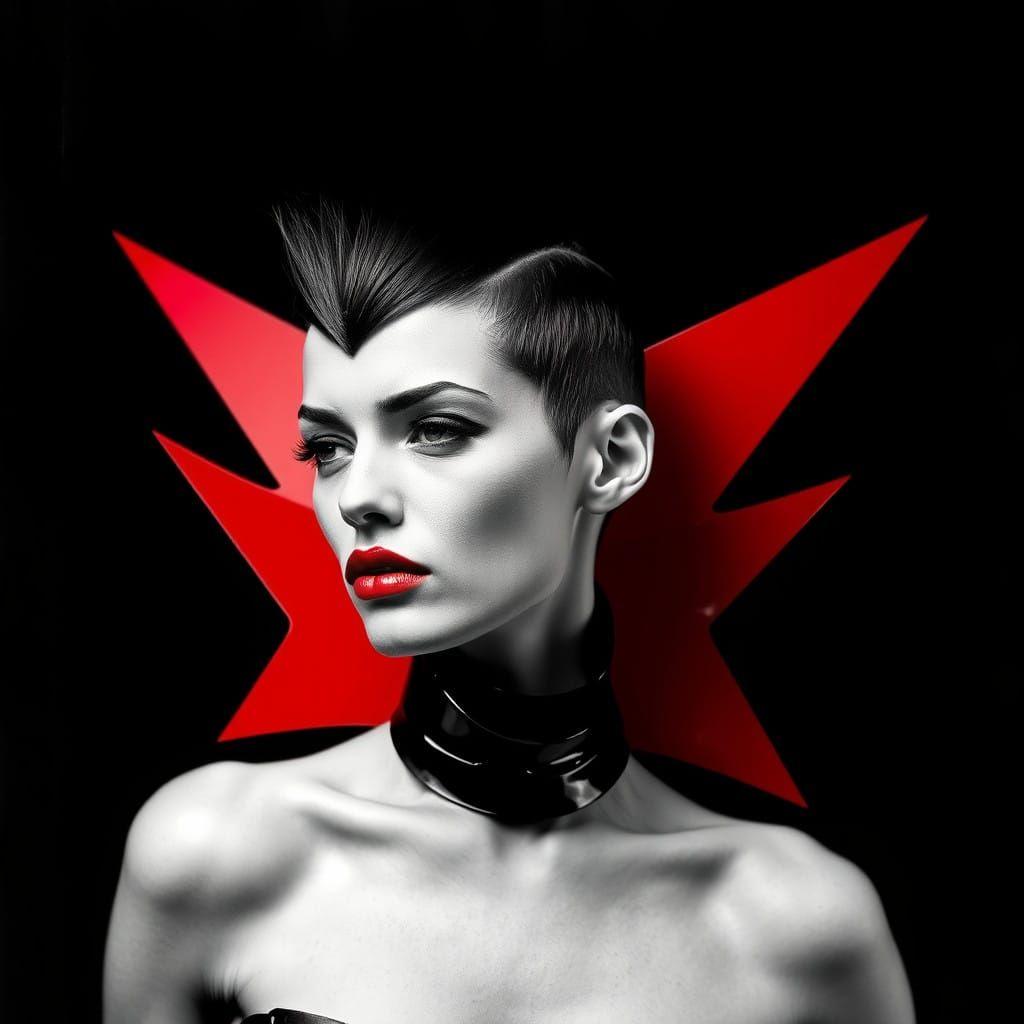 Geometric Fashion Model Soars in Avant-Garde Black and White